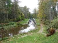 The flight of locks in Bjurb�cken seen from upstreams.