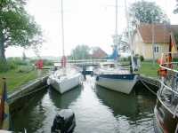 Inne i �versta slusskammaren, vy uppstr�ms