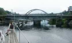 Vy norrut fr�n v�ntbryggan vid den lokala landsv�gsbron